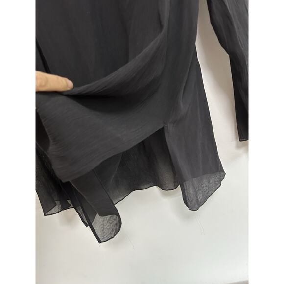 Chico's 100% Silk Tunic Top‎ Blouse Rhinestone V Neck Crinkle Size 1 (Medium) - Picture 6 of 10